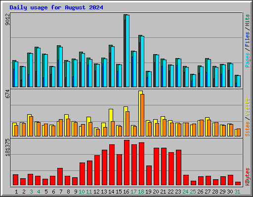 Daily usage for August 2024