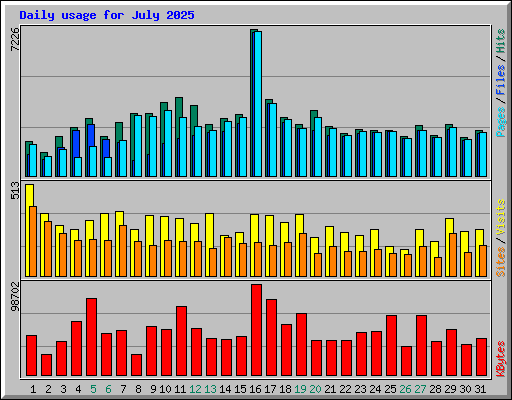 Daily usage for July 2025
