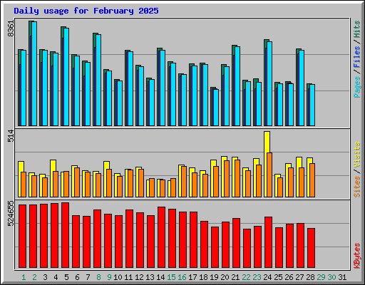 Daily usage for February 2025